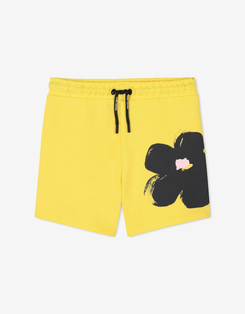 Girls Daisy Print Shorts in Yellow