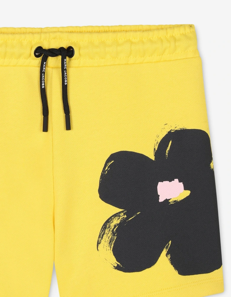 Girls Daisy Print Shorts in Yellow