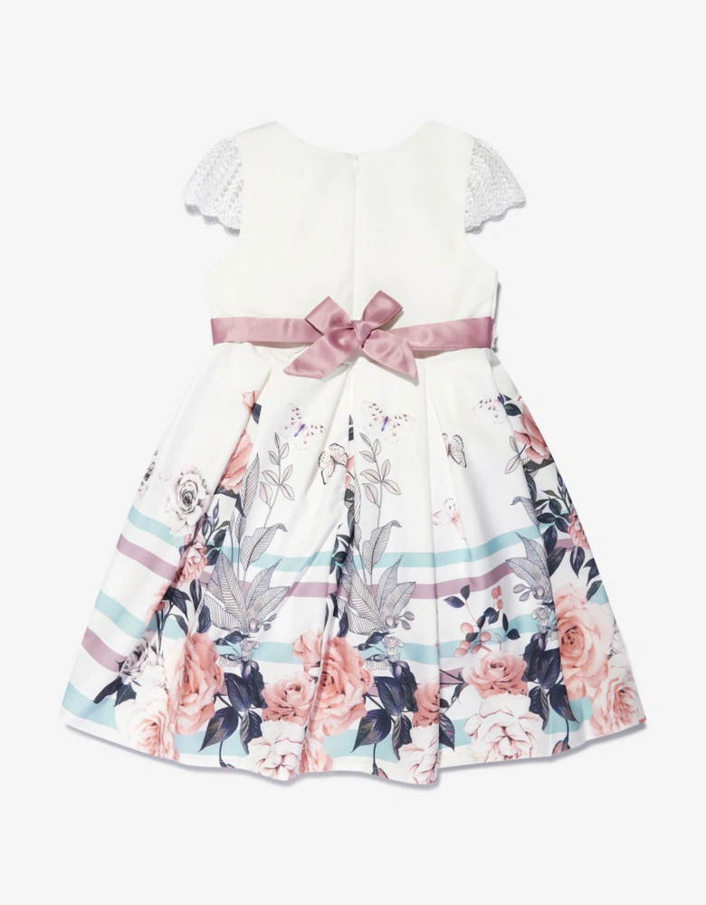 Girls Floral Printed A Line Dress in White