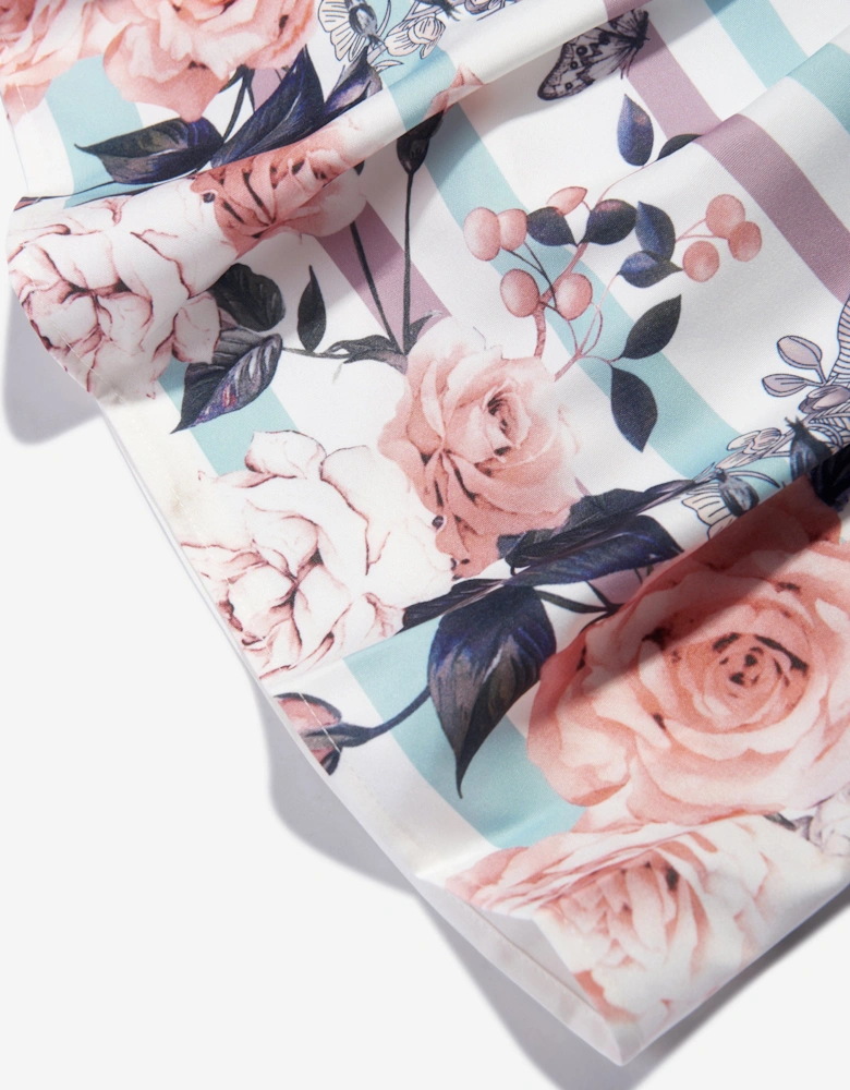 Girls Floral Printed A Line Dress in White