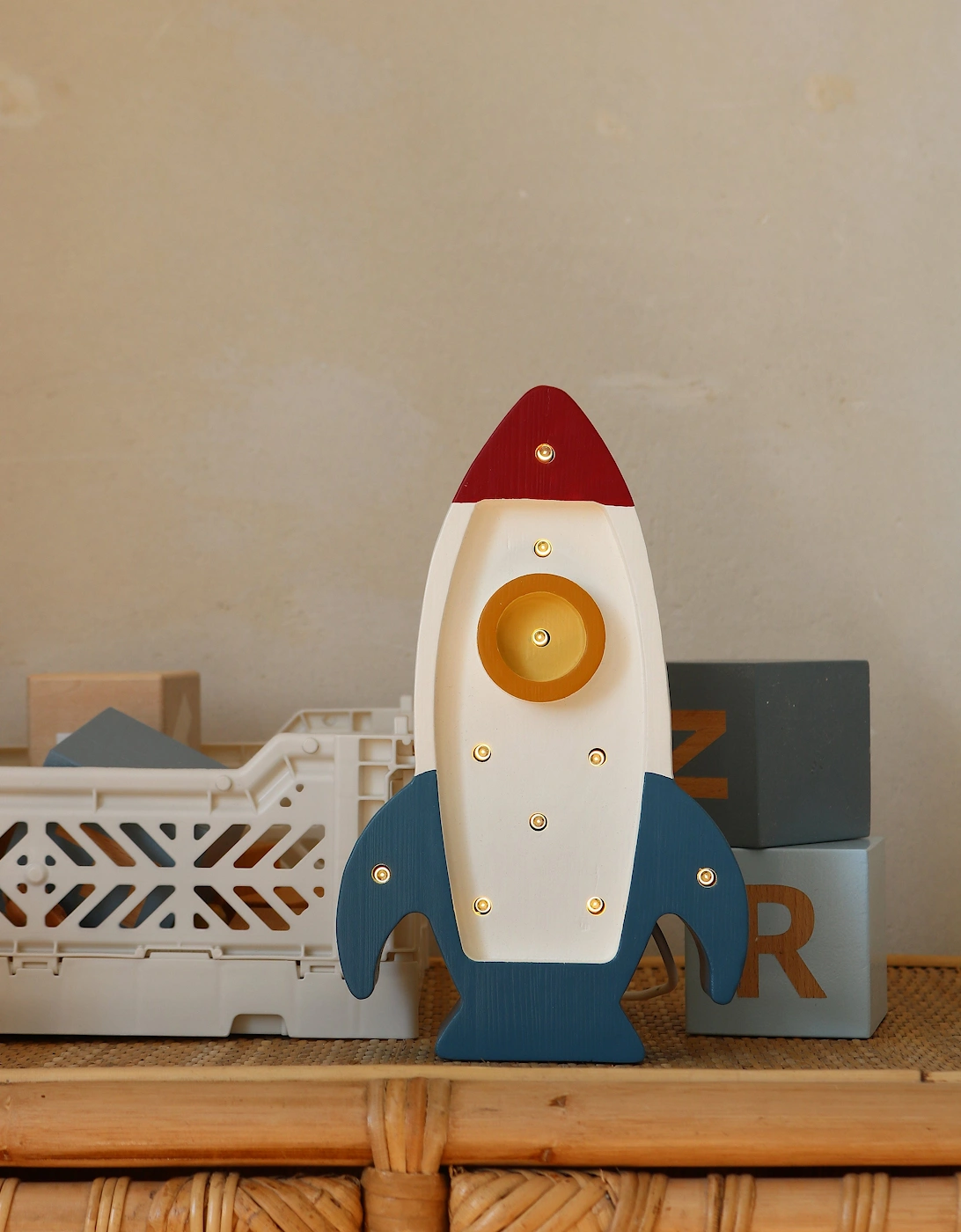 Space Rocket Mini Lamp in White (13x22x5.5 cm)