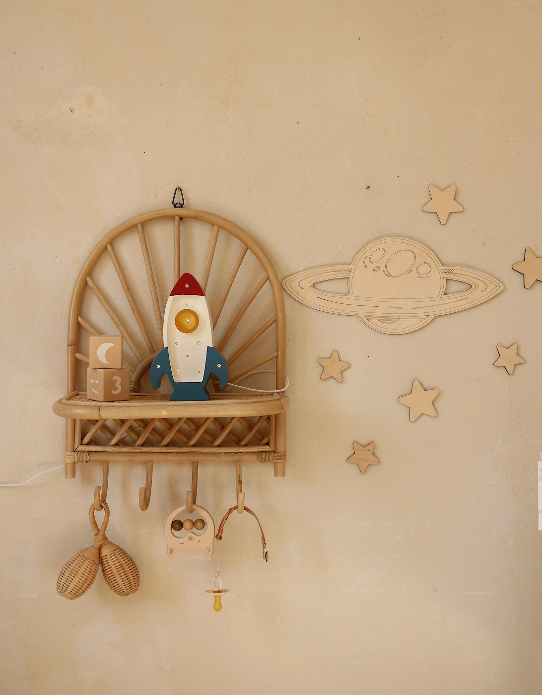 Space Rocket Mini Lamp in White (13x22x5.5 cm)