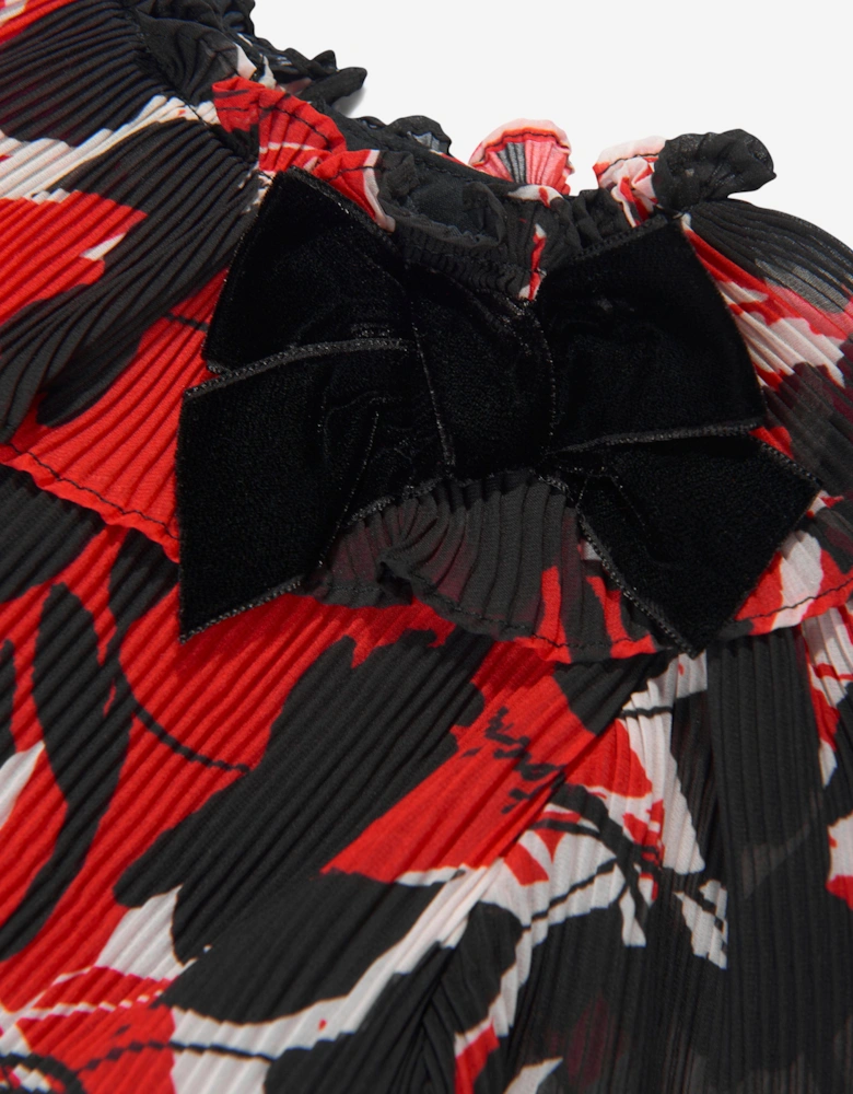 Girls Chiffon Floral Dress in Black