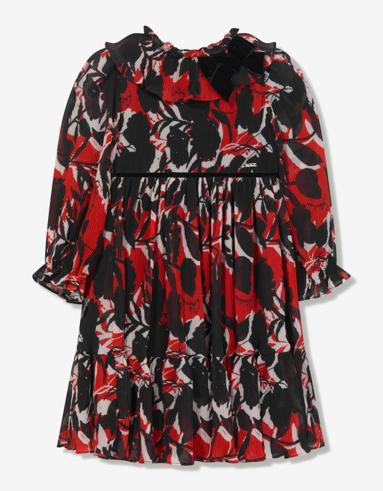 Girls Chiffon Floral Dress in Black