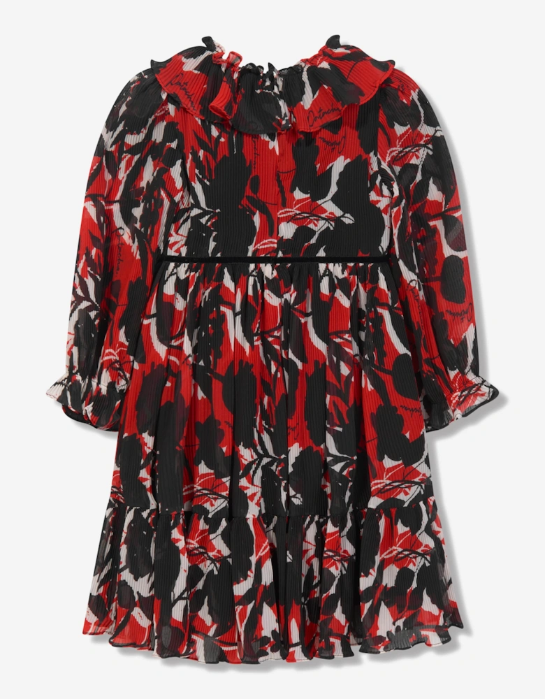 Girls Chiffon Floral Dress in Black