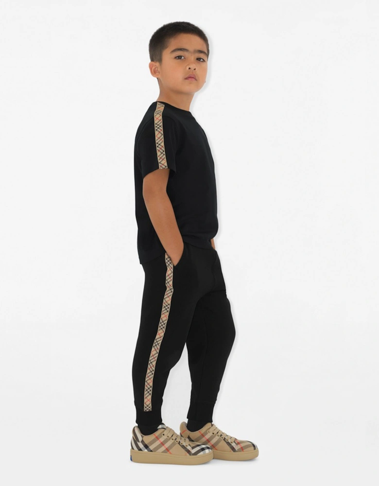 Boys Jackson Check Tape Joggers in Black