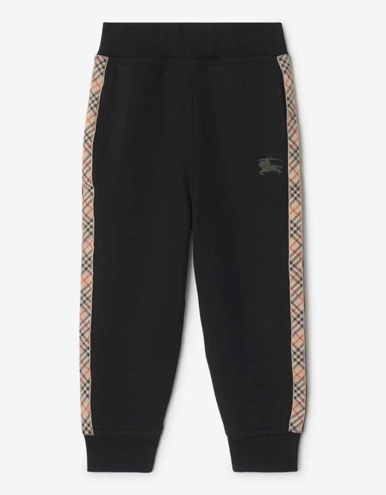 Boys Jackson Check Tape Joggers in Black