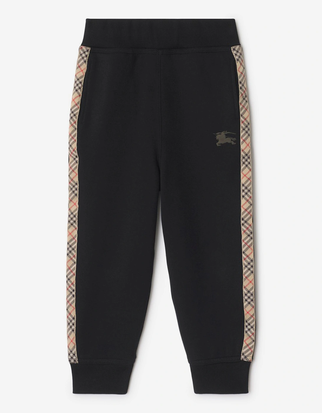 Boys Jackson Check Tape Joggers in Black, 5 of 4
