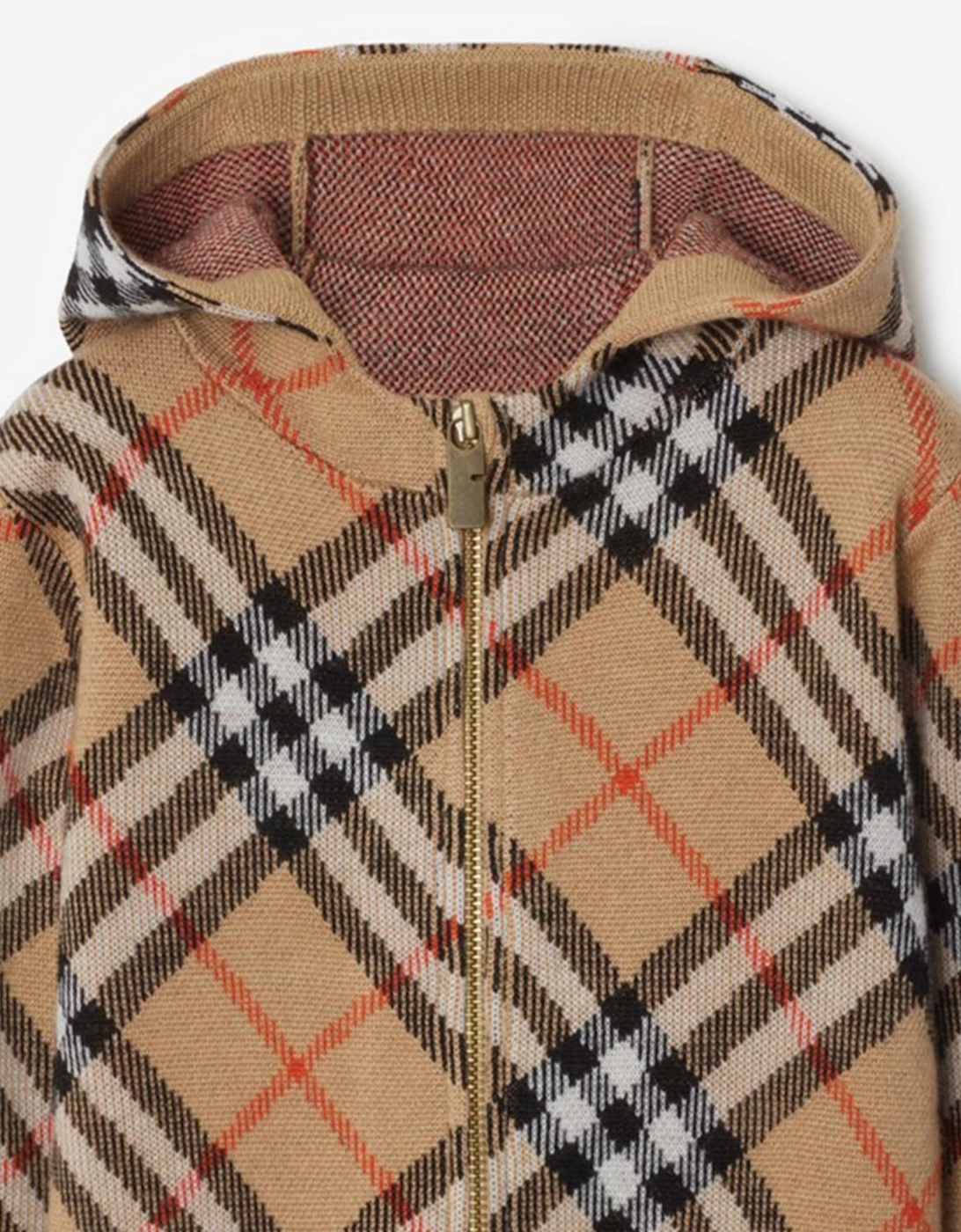 Baby Boys Mini Jimmy Check Zip Up Top in Beige