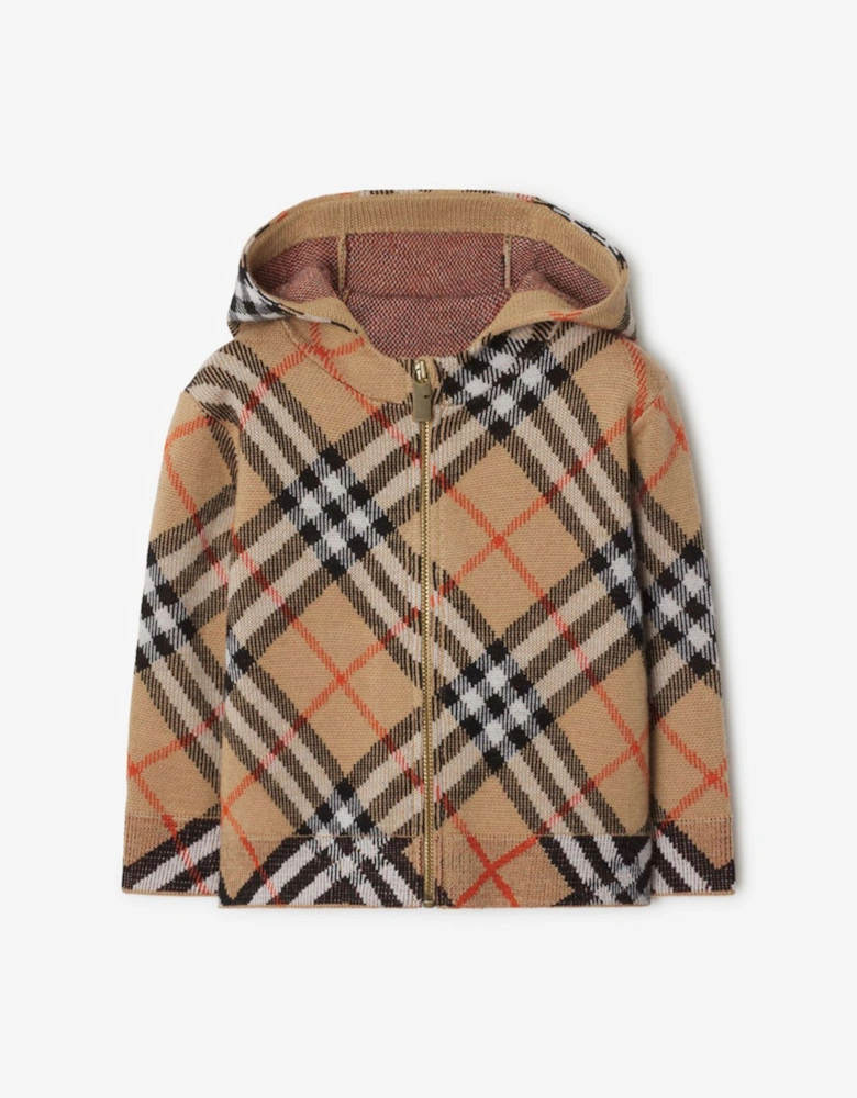 Baby Boys Mini Jimmy Check Zip Up Top in Beige