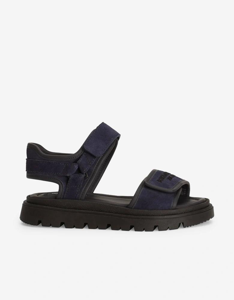 Boys Leather Velcro Strap Sandals in Navy