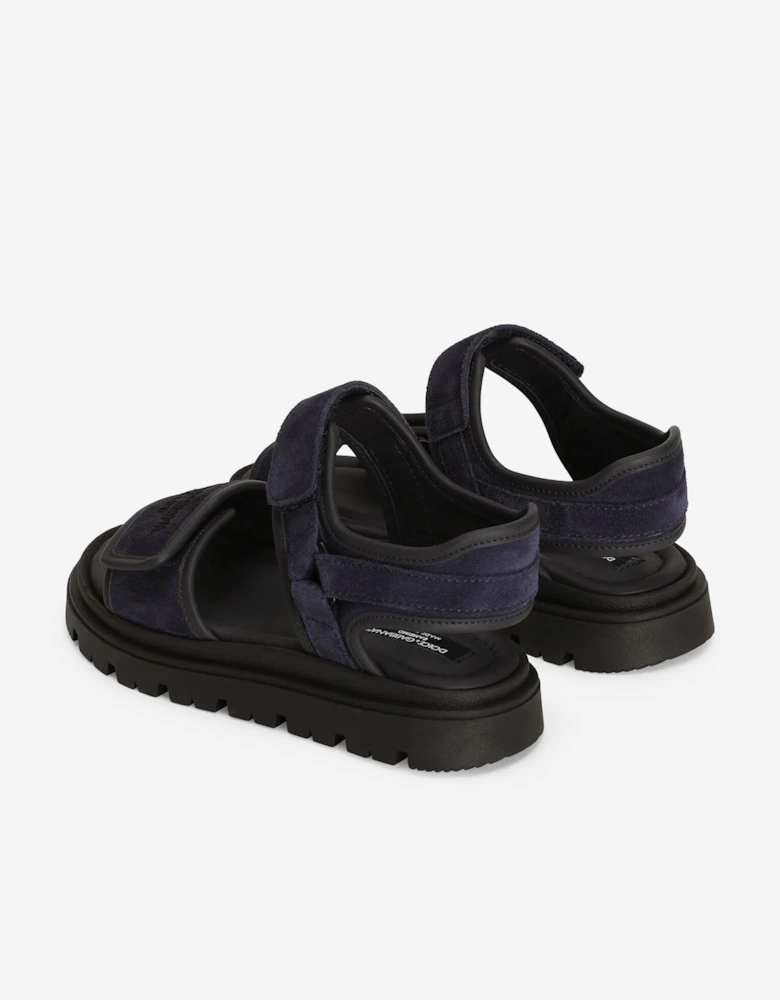 Boys Leather Velcro Strap Sandals in Navy