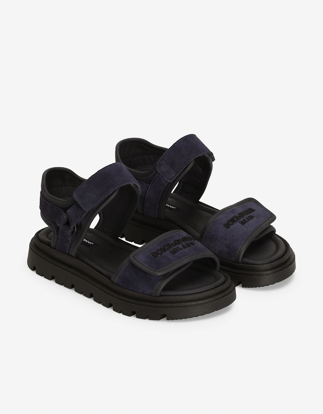 Boys Leather Velcro Strap Sandals in Navy