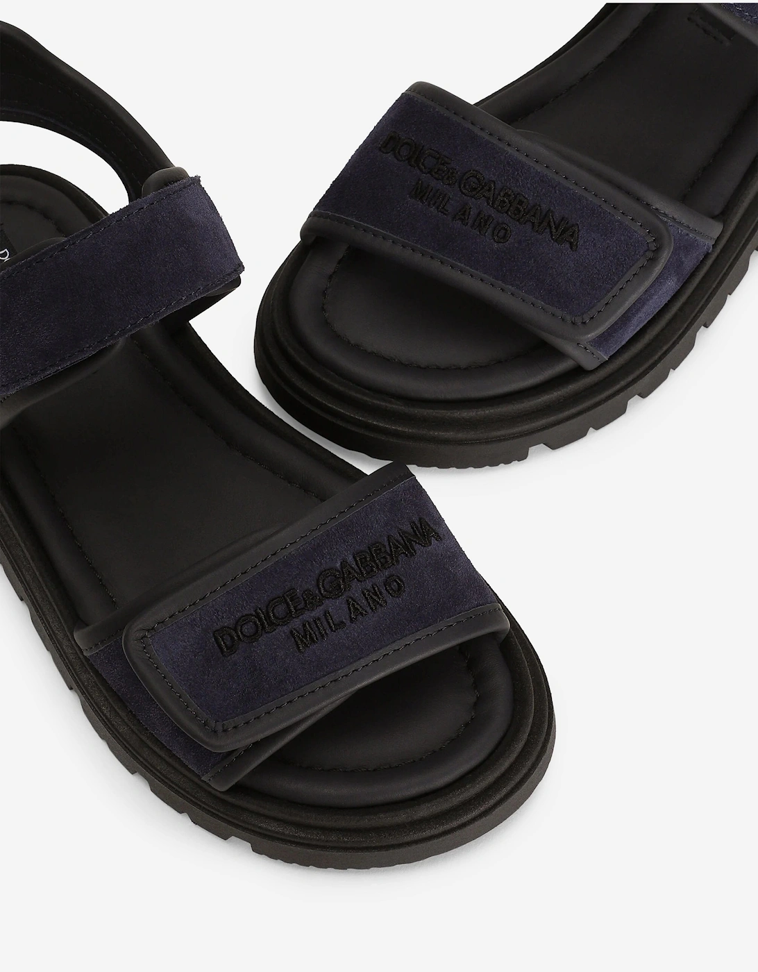 Boys Leather Velcro Strap Sandals in Navy
