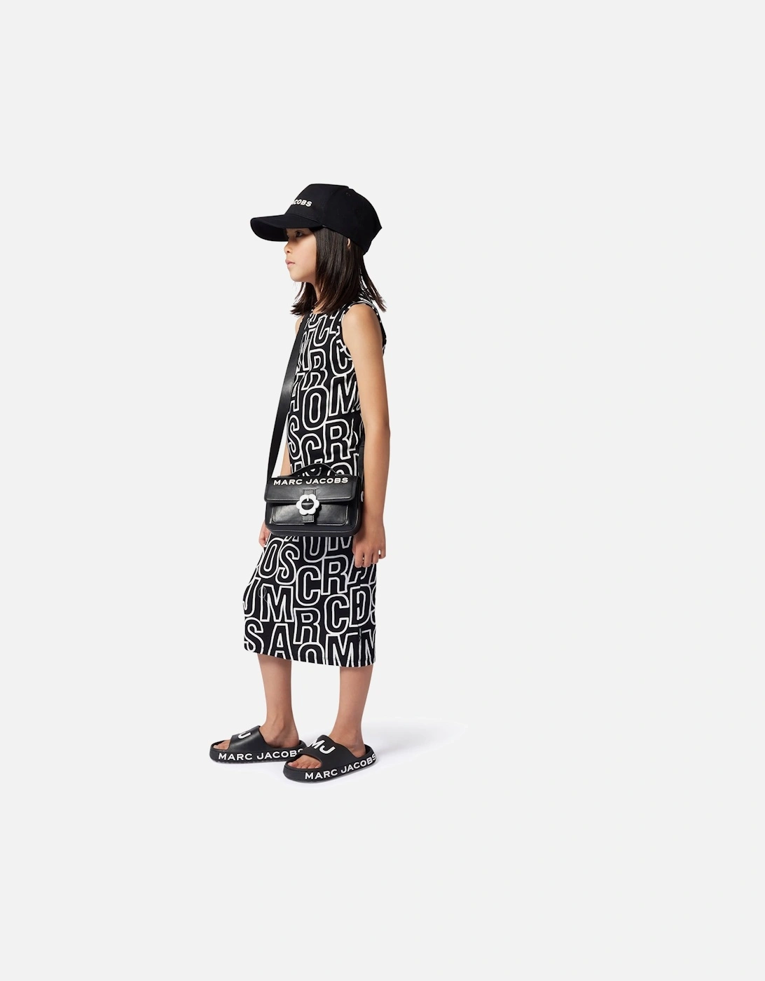 Girls Sleeveless Logo Dress in Black