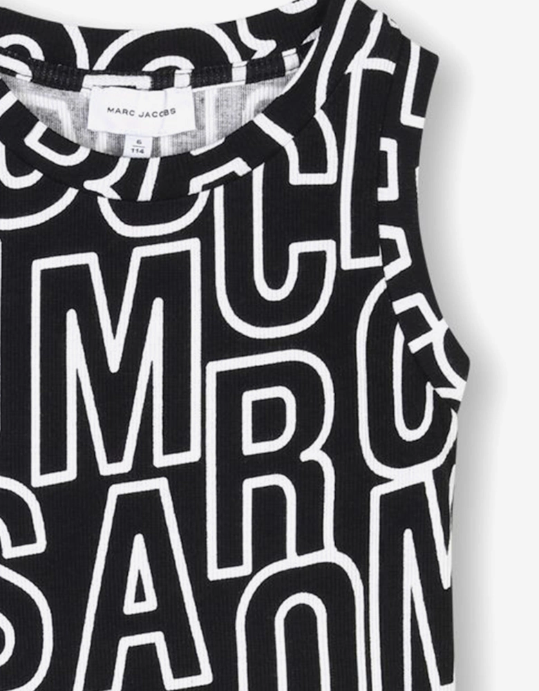 Girls Sleeveless Logo Dress in Black