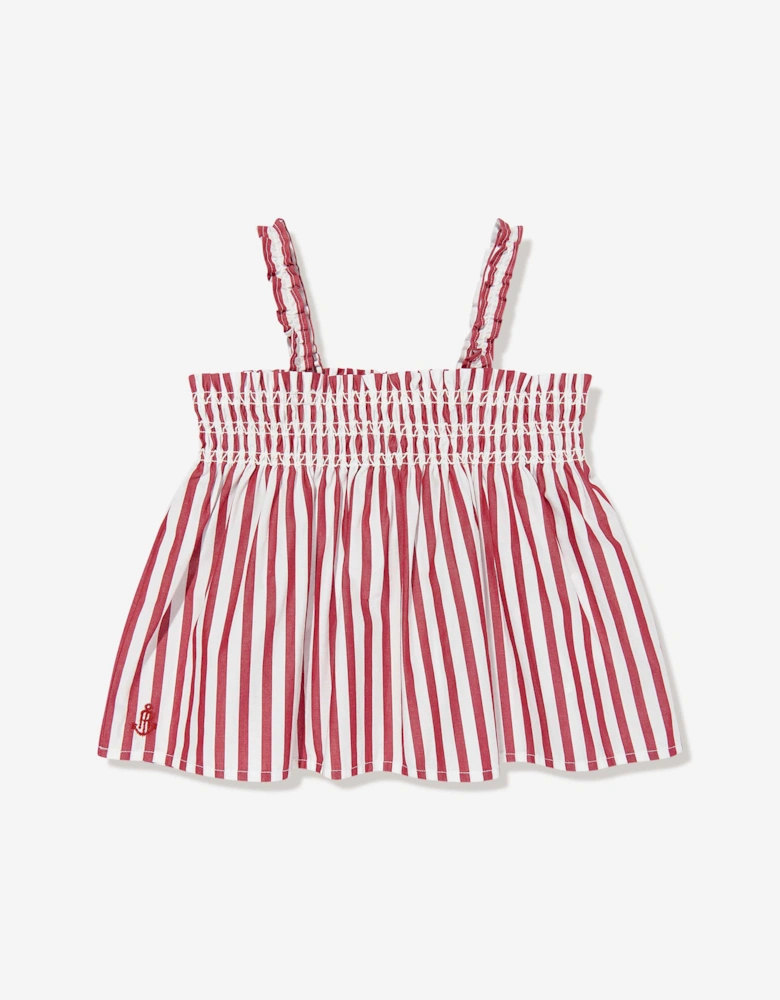 Girls Striped Shorts Set in Red