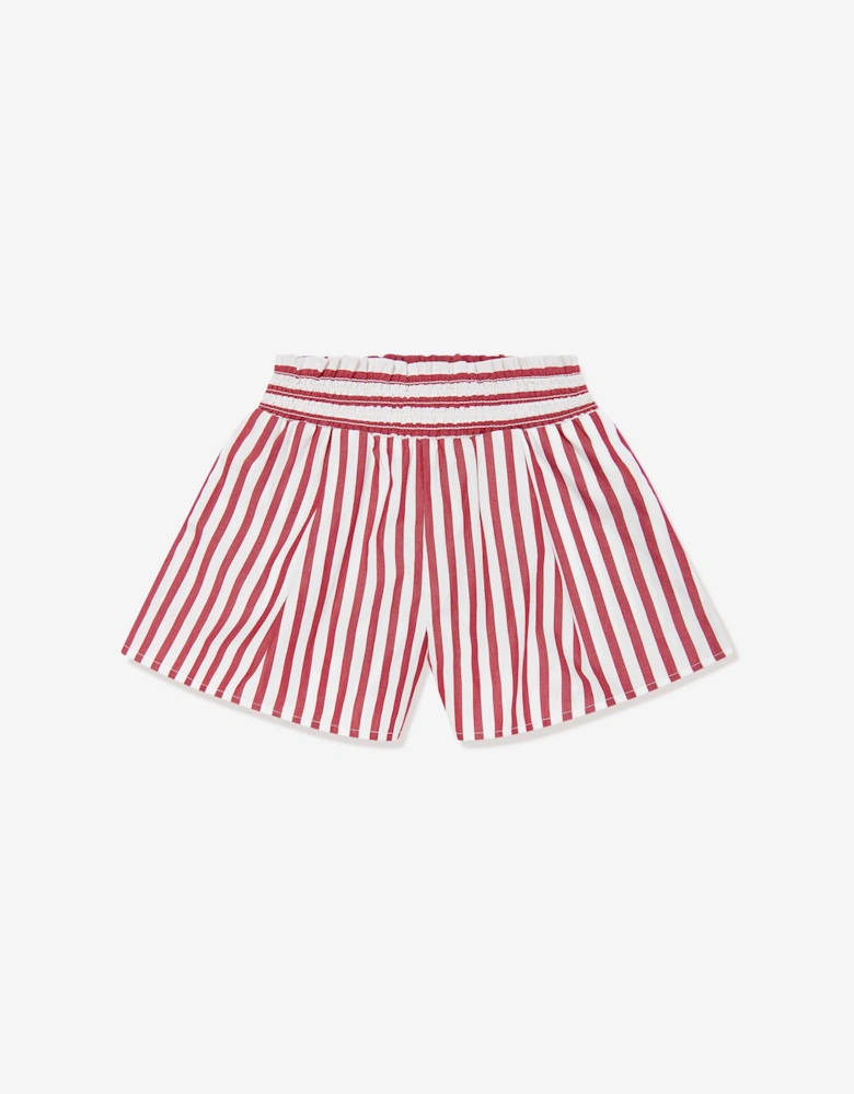 Girls Striped Shorts Set in Red