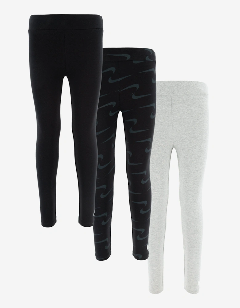 Girls 3 Pack Legging Set in Black