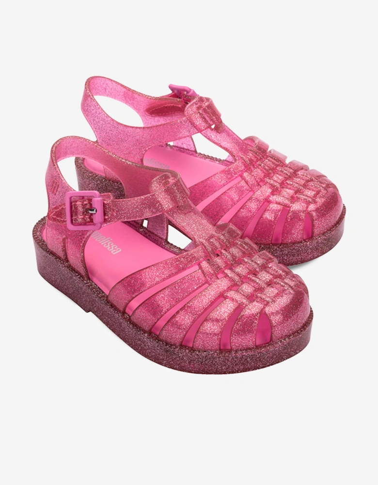 Girls Possession Shiny Glitter Sandals in Pink