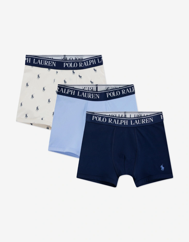 Boys Cotton Stretch 3 Pack Boxer Shorts Set in Blue