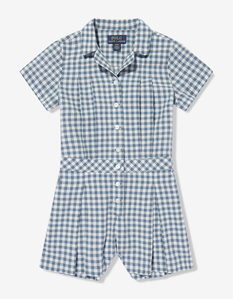 Girls Gingham Playsuit in Blue