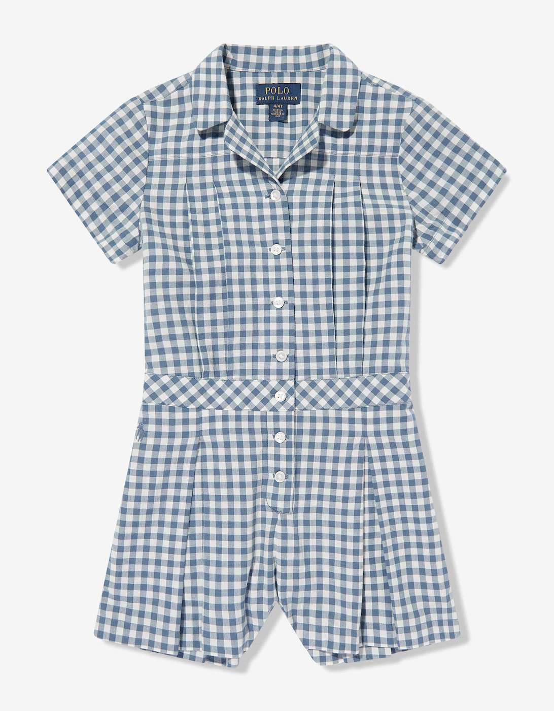 Girls Gingham Playsuit in Blue, 5 of 4
