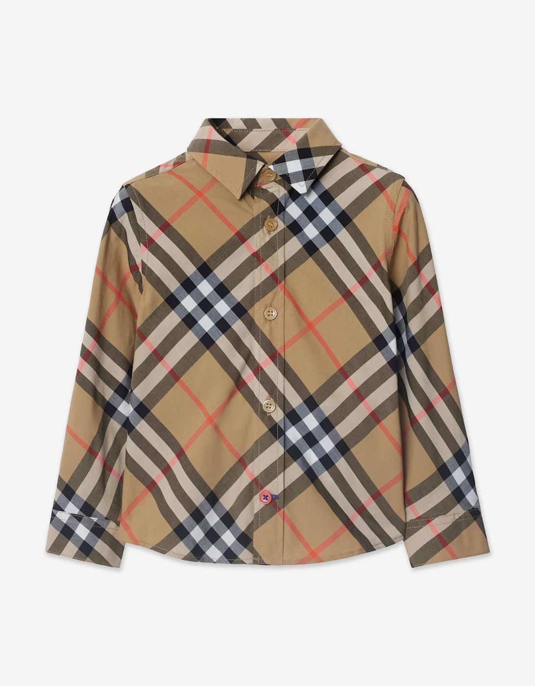 Baby Boys Owen Long Sleeve Check Shirt in Beige, 5 of 4