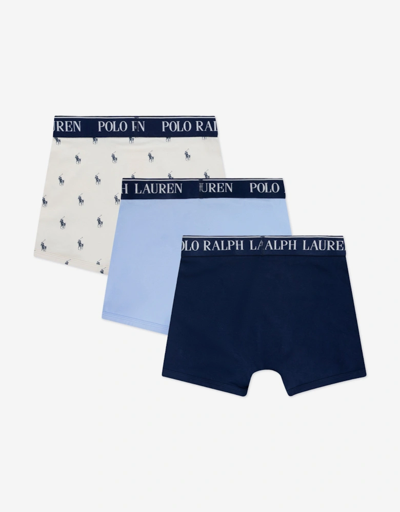Boys Cotton Stretch 3 Pack Boxer Shorts Set in Blue
