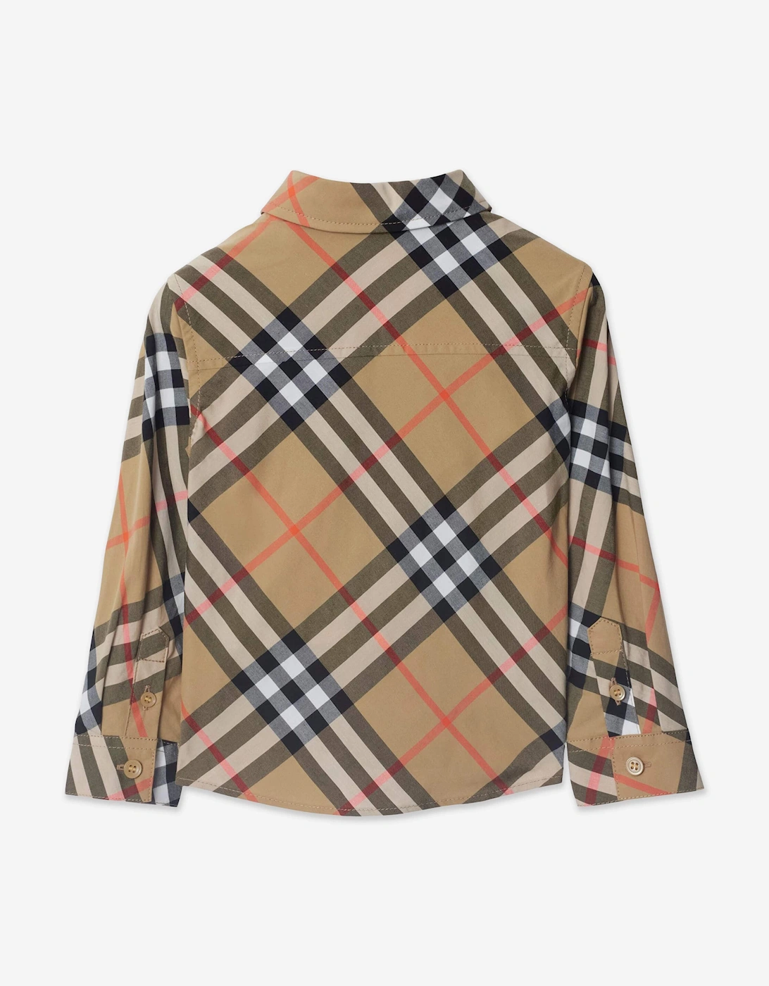 Baby Boys Owen Long Sleeve Check Shirt in Beige