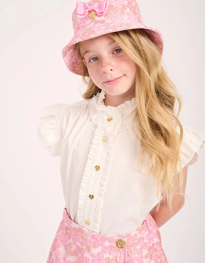 Angels Face Girls Neo Frill Blouse in White