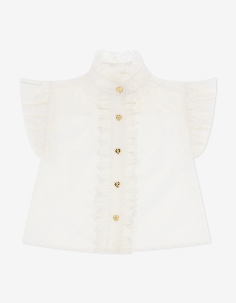 Angels Face Girls Neo Frill Blouse in White