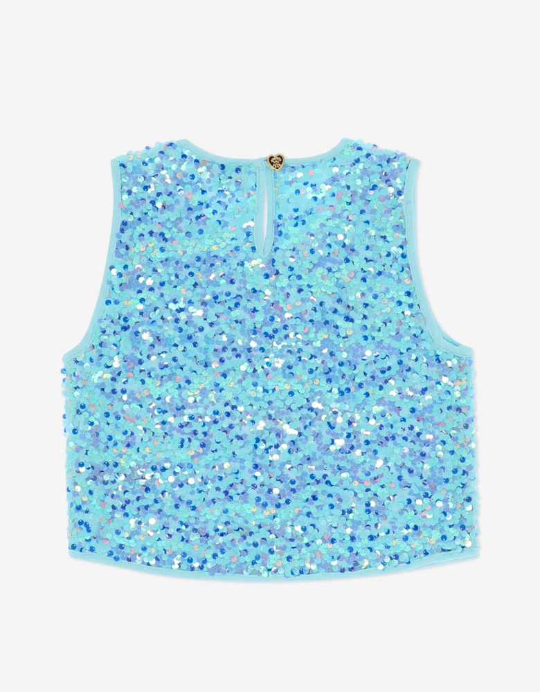 Angels Face Girls Diva Sequin Top in Blue