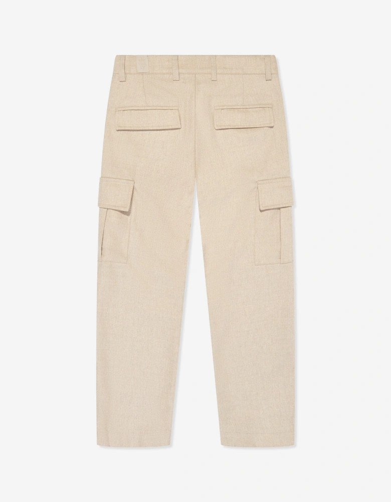 Boys Cargo Trousers in Beige