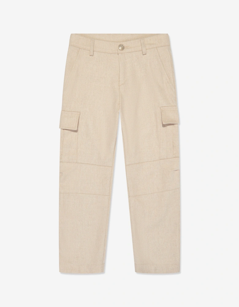 Boys Cargo Trousers in Beige