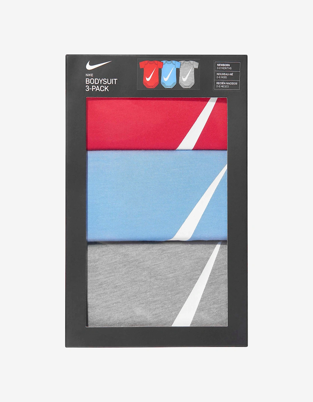 Baby Boys Swoosh 3 Pack Bodysuit Set in Multicolour