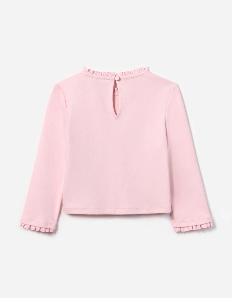 Girls Jersey Ruffle Heart Top in Pink