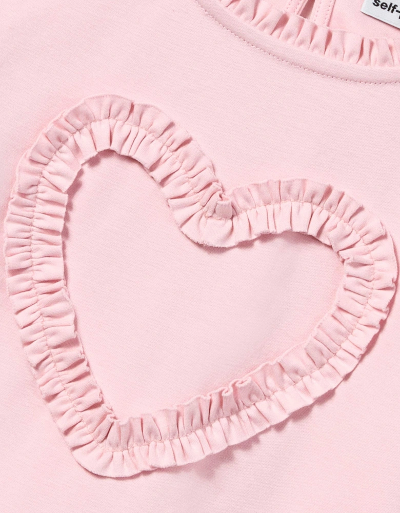 Girls Jersey Ruffle Heart Top in Pink