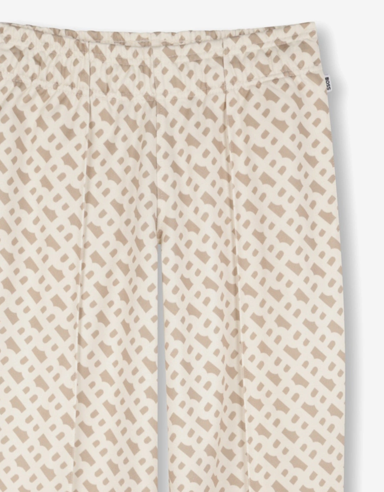 BOSS Boys Monogram Jogging Pants in Beige