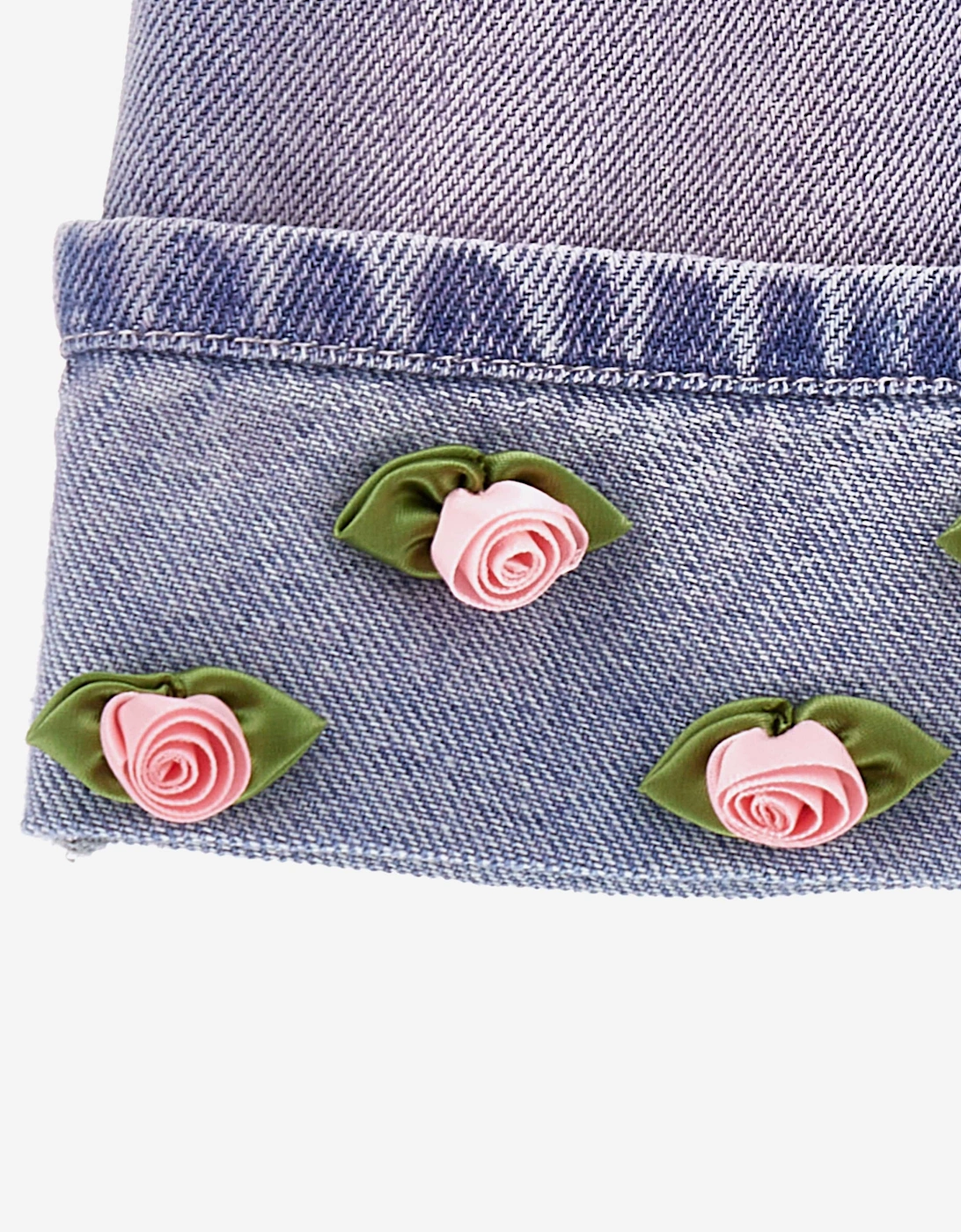 Baby Girls Rose Denim Dungaree Dress in Blue