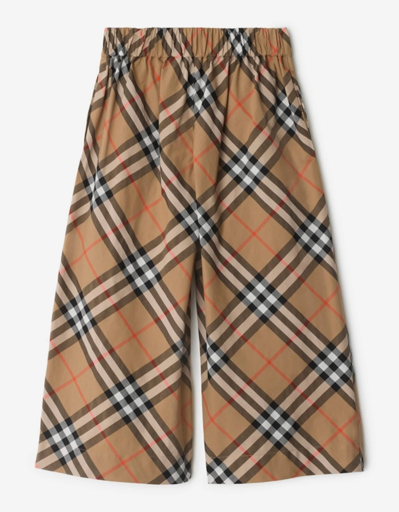 Girls Maya Check Trousers in Beige