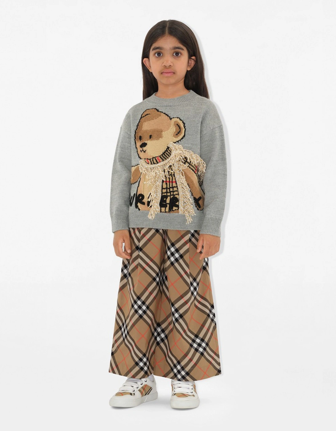Girls Maya Check Trousers in Beige