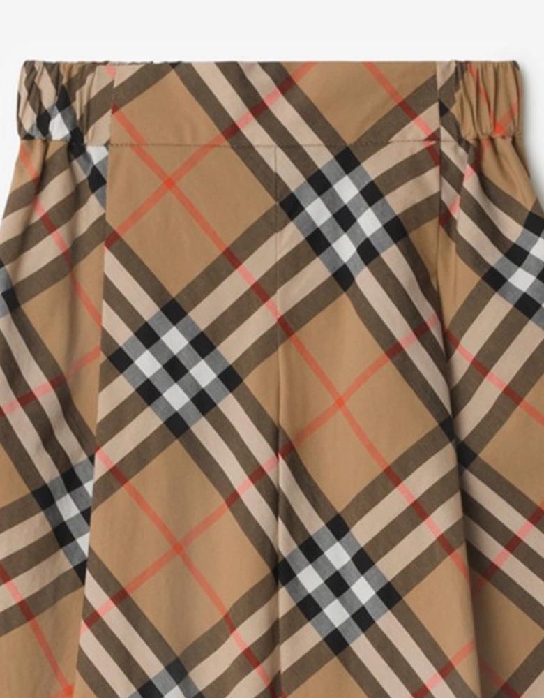 Girls Maya Check Trousers in Beige