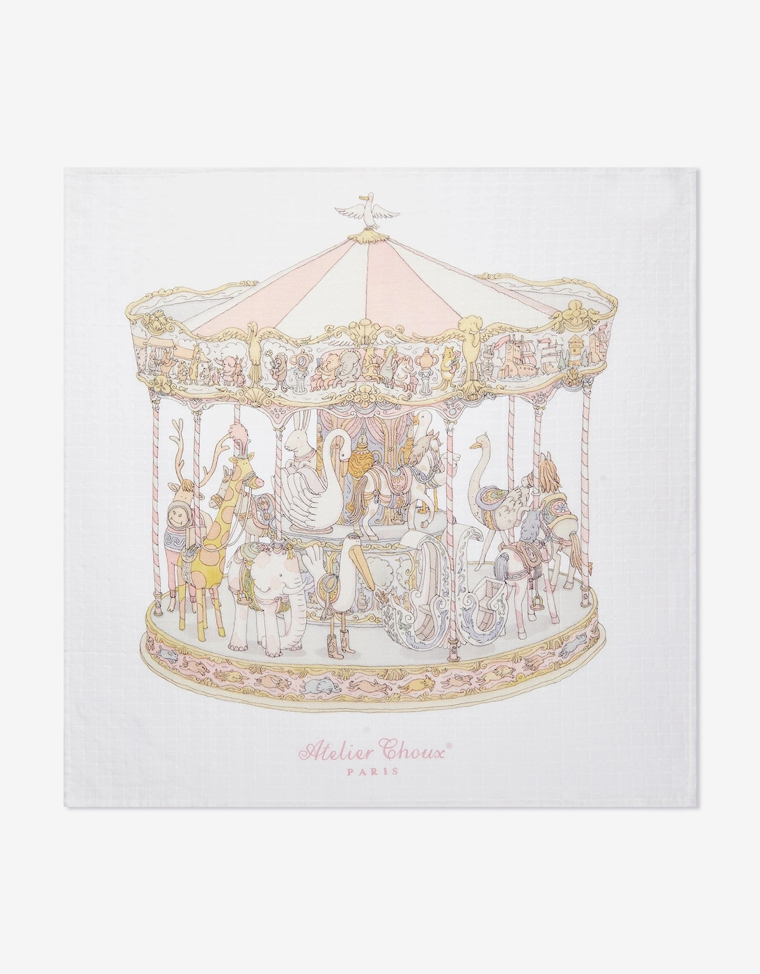 Baby Girls Carousel Swaddle in Pink (100cm), 6 of 5