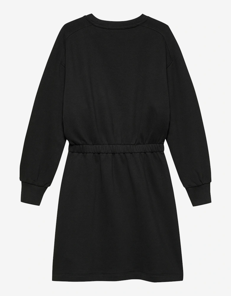 Girls Glitter Monologo Sweater Dress in Black