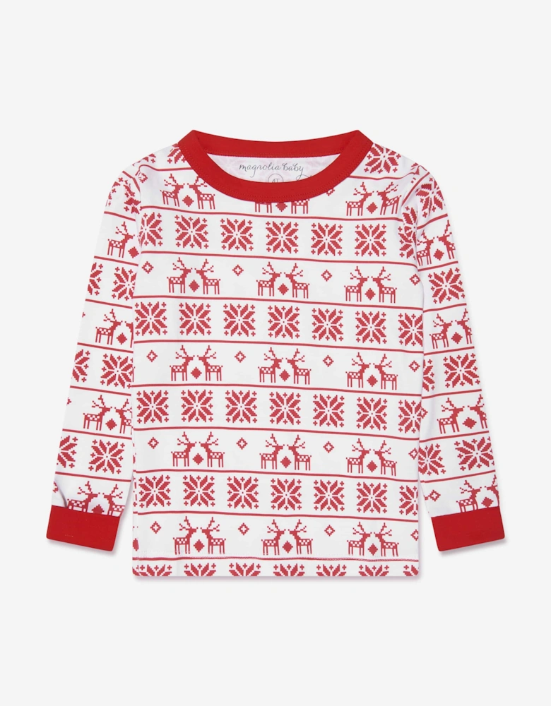 Kids Fair Isle Long Pyjamas in Red