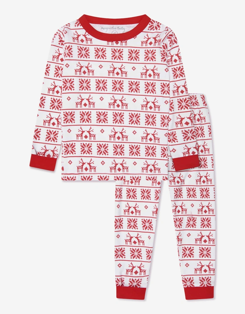 Kids Fair Isle Long Pyjamas in Red
