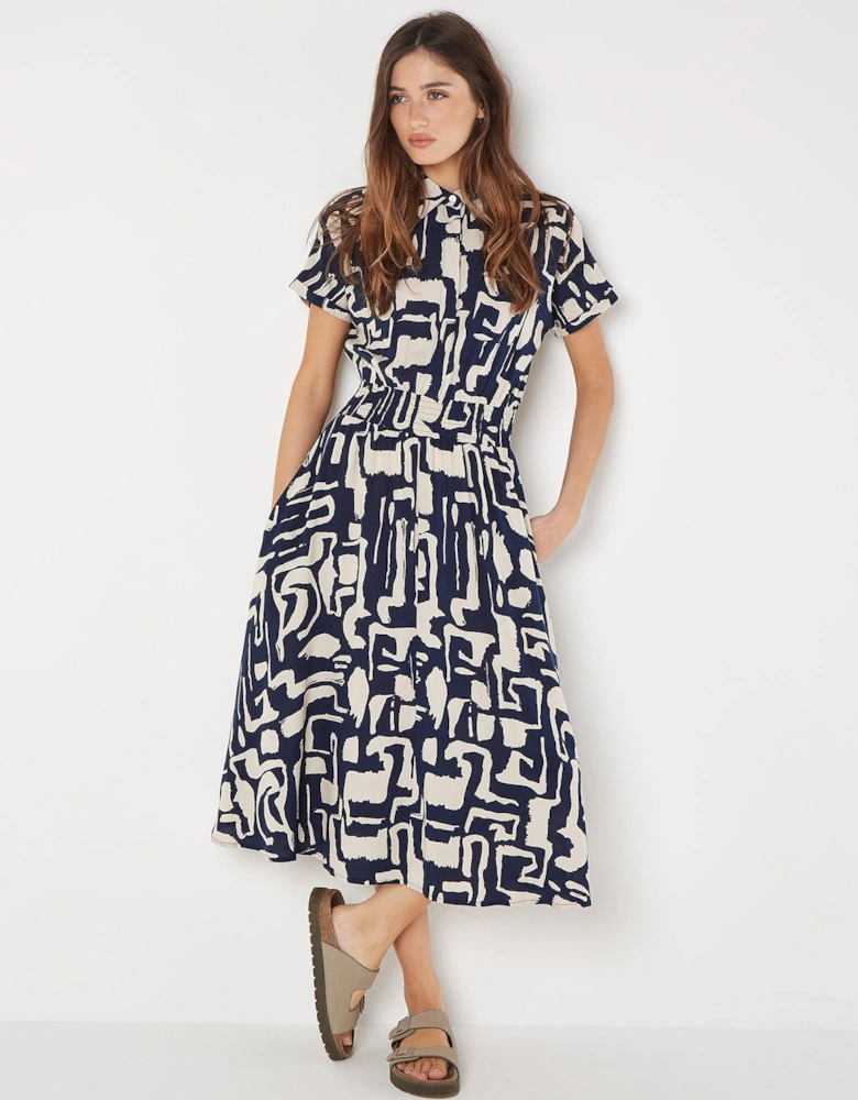 Geo Grecian Shirt Midi Dress