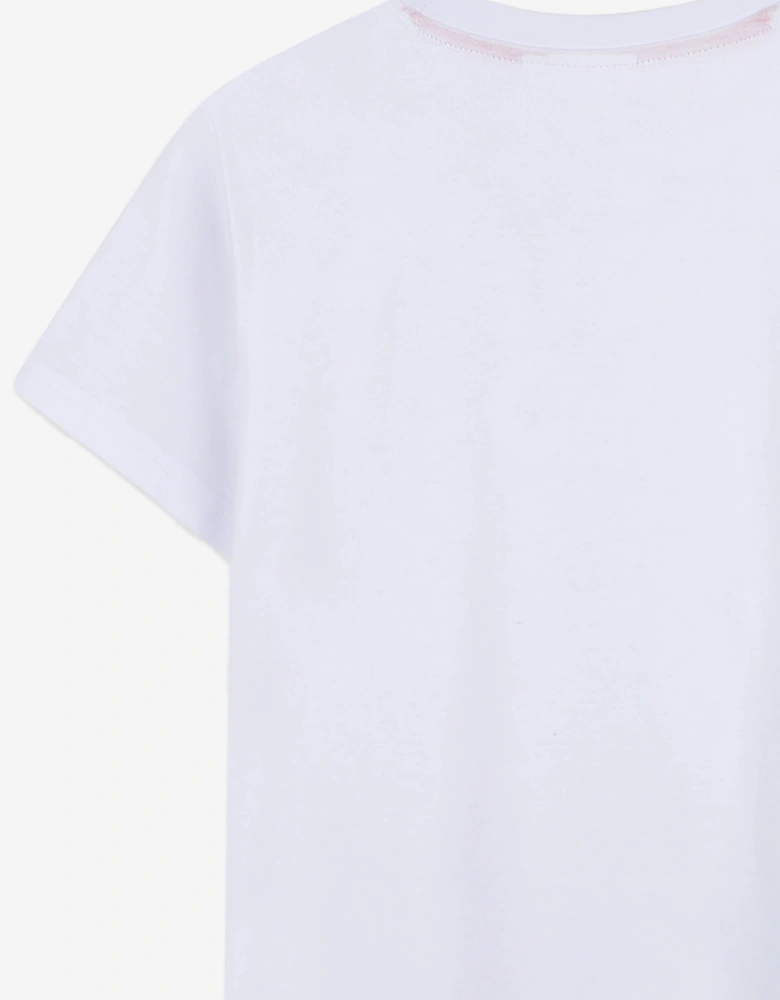 Boys Stacked Logo Print T-Shirt in White