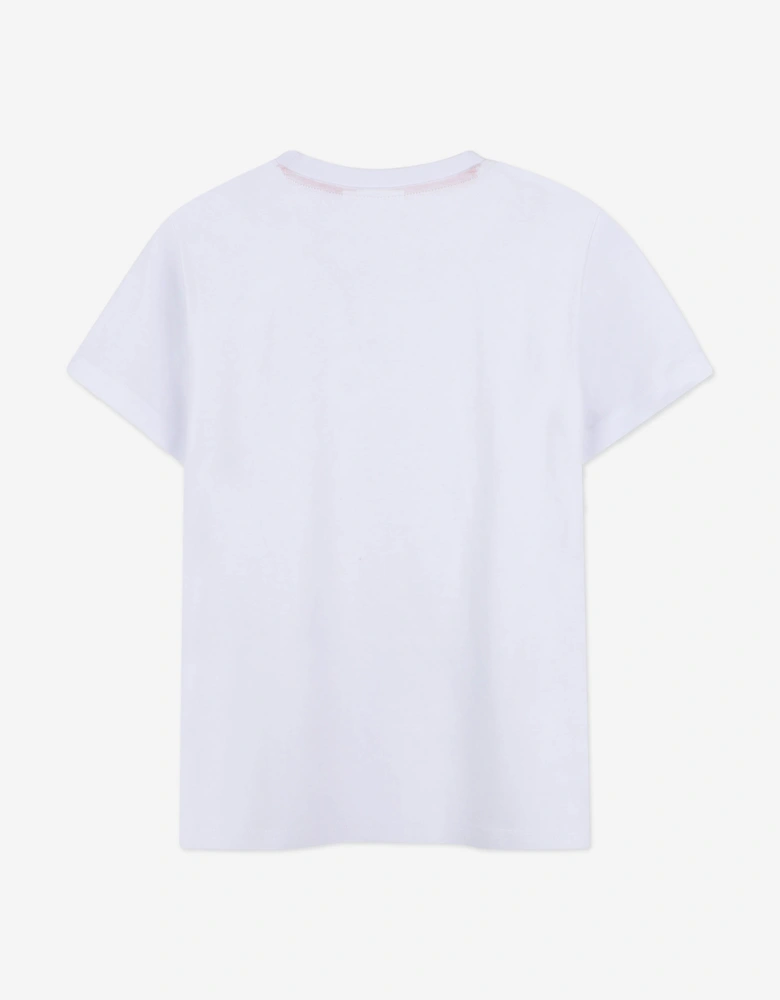 Boys Stacked Logo Print T-Shirt in White